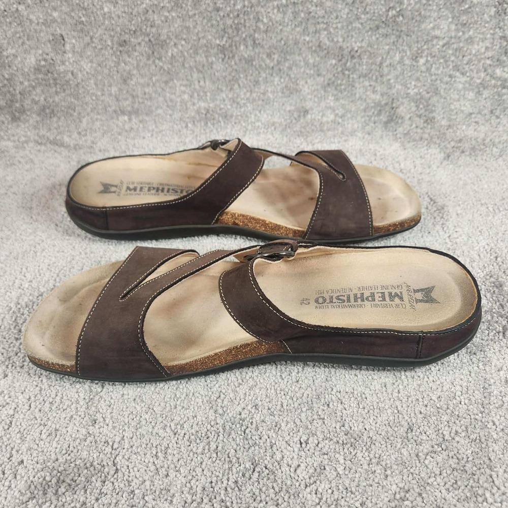 Mephisto Afida Sandals Dark Brown Nubuck Leather Cork Footbed Womens Size 12 - Picture 11 of 16